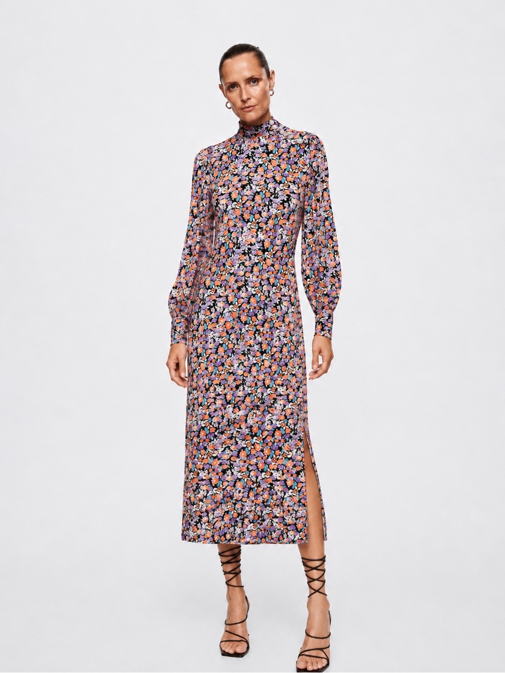 Mango Multicolor Floral Long Sleeve Dress